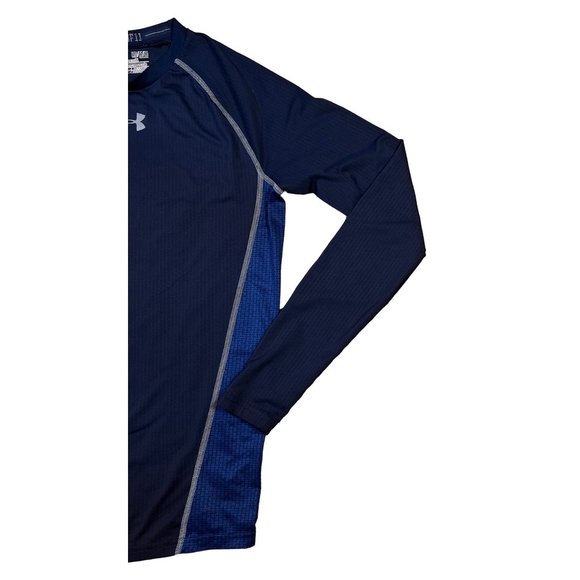 UNDER ARMOUR Shirt Kids Long Sleeve Crew Neck Athletic Fit Pullover Tee Blue Med - Picture 6 of 12